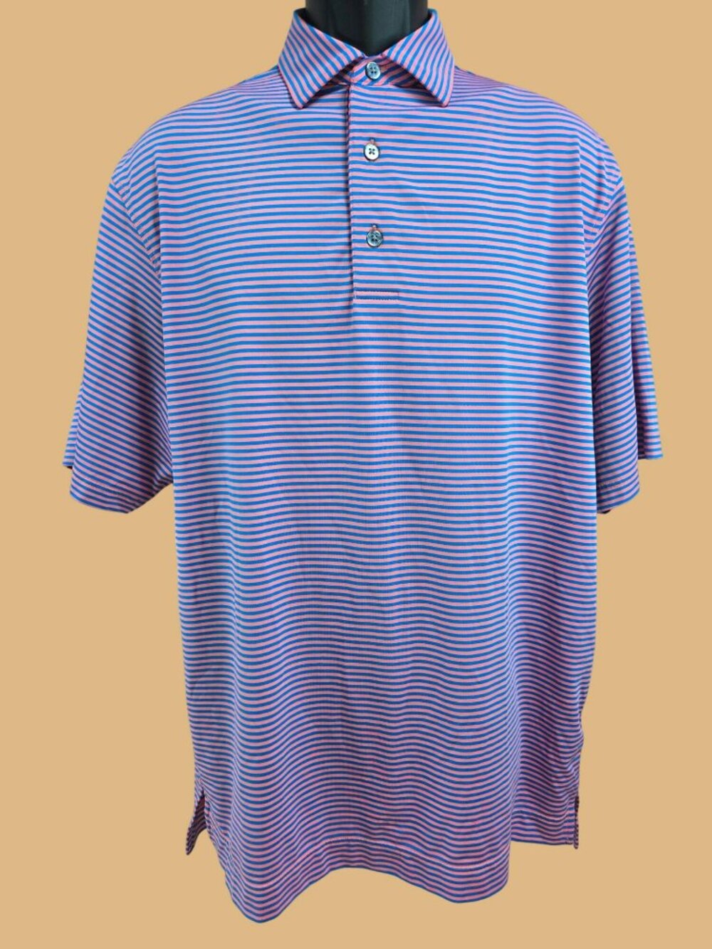 Footjoy Mens Pink & Blue Striped Polo Medium